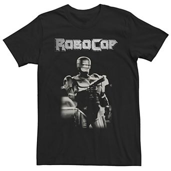 Men's Robocop Black And White Action Pose Portrait Tee