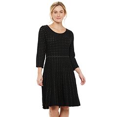 Women's Nina Leonard Geometric Fit & Flare Sweater Dress