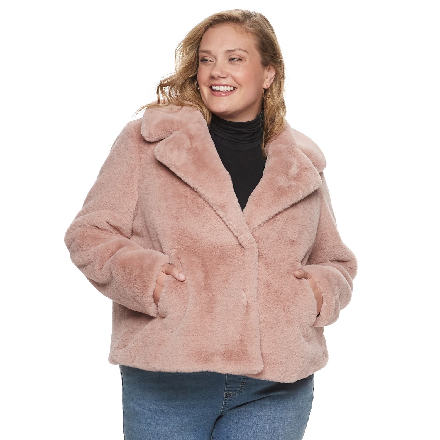 plus size white fur jacket