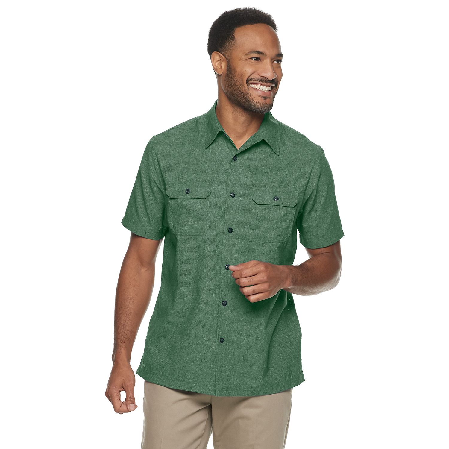 green button up shirt mens