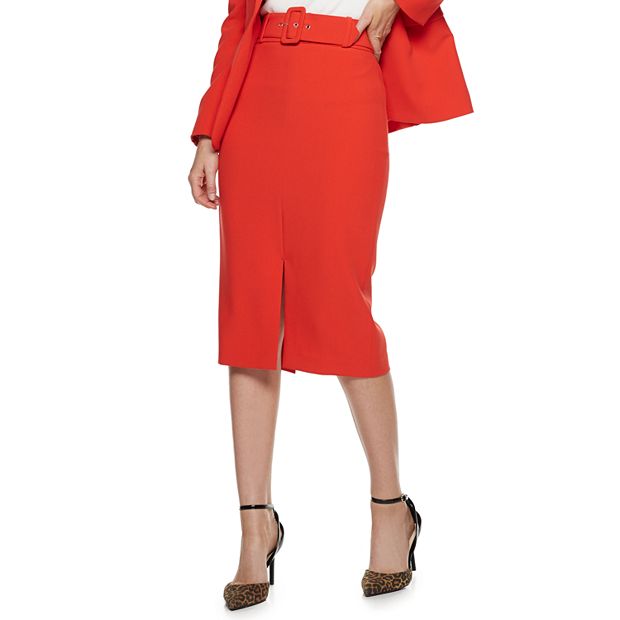 Women's nine west belted pencil skirt sales