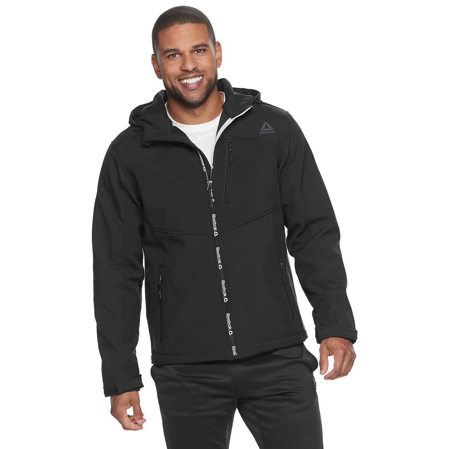 reebok men's mixed media softshell jacket