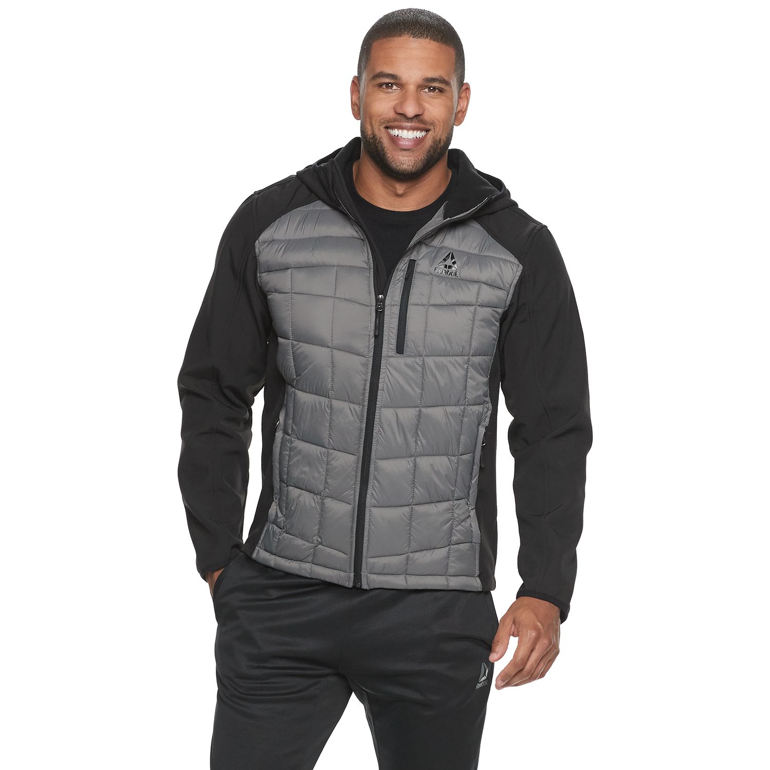 reebok men's mixed media softshell jacket