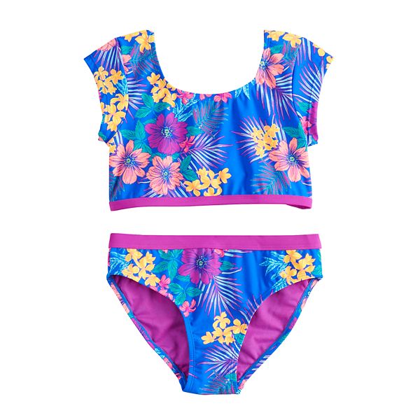 Girls 7-16 SO® Surf Island Floral Print Front Bow Bikini and Bottoms ...