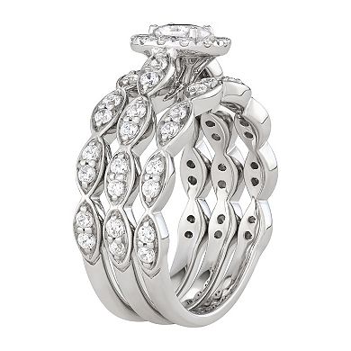 Simply Vera Vera Wang 14k White Gold 1 Carat T.W. Diamond Scalloped Engagement Ring Set