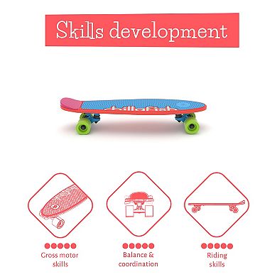 Chillafish Skatie Skateboard with Customizable Colored Deck and Tail