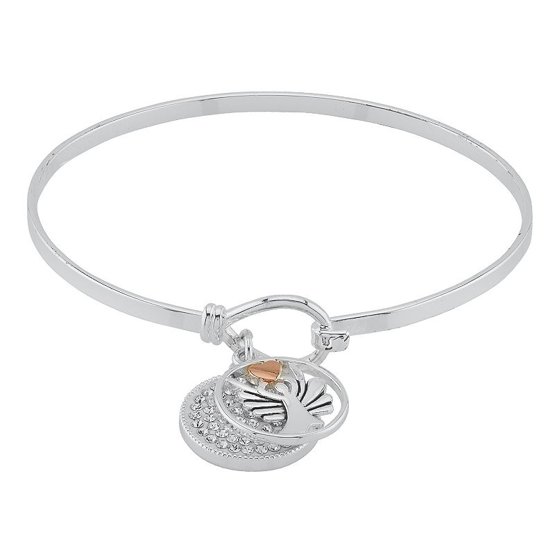 Brilliance Crystal Watch Over Me Two Tone Bangle Bracelet, Womens, Wh