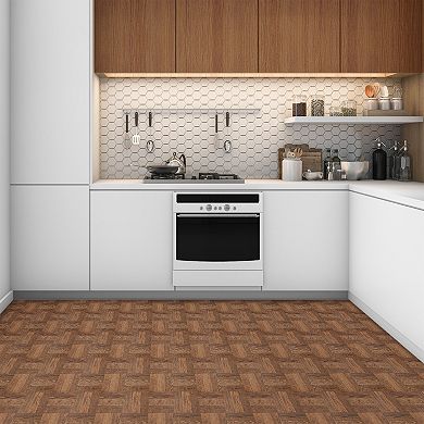 Achim Walnut Parquet 9-piece Self Adhesive Vinyl Floor Tile Set