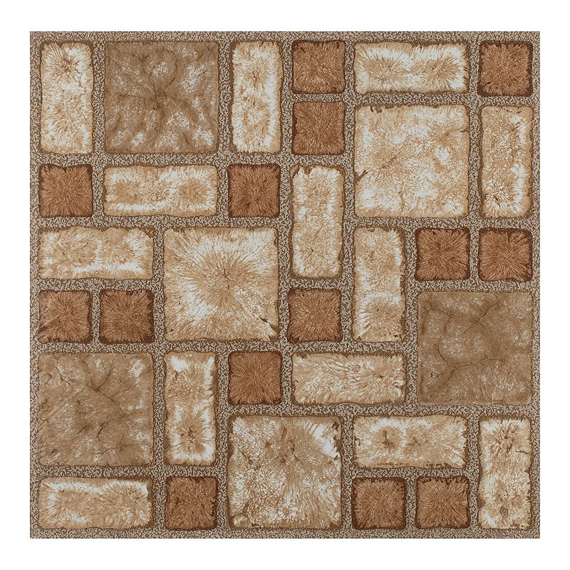 Achim Cobble Mosaic 9-piece Self Adhesive Vinyl Floor Tile Set, Brown, 12X1