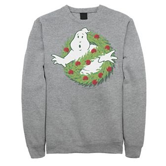 Men's Ghostbusters Christmas Themed Wreath Ghost Logo Fleece