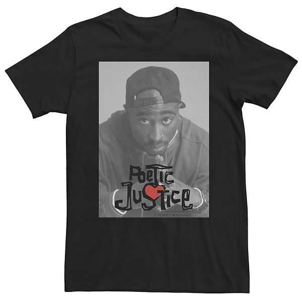 Poetic Justice Men T-Shirt M Black Tupac Shakur Graphic Portrait Crew Neck  Tee