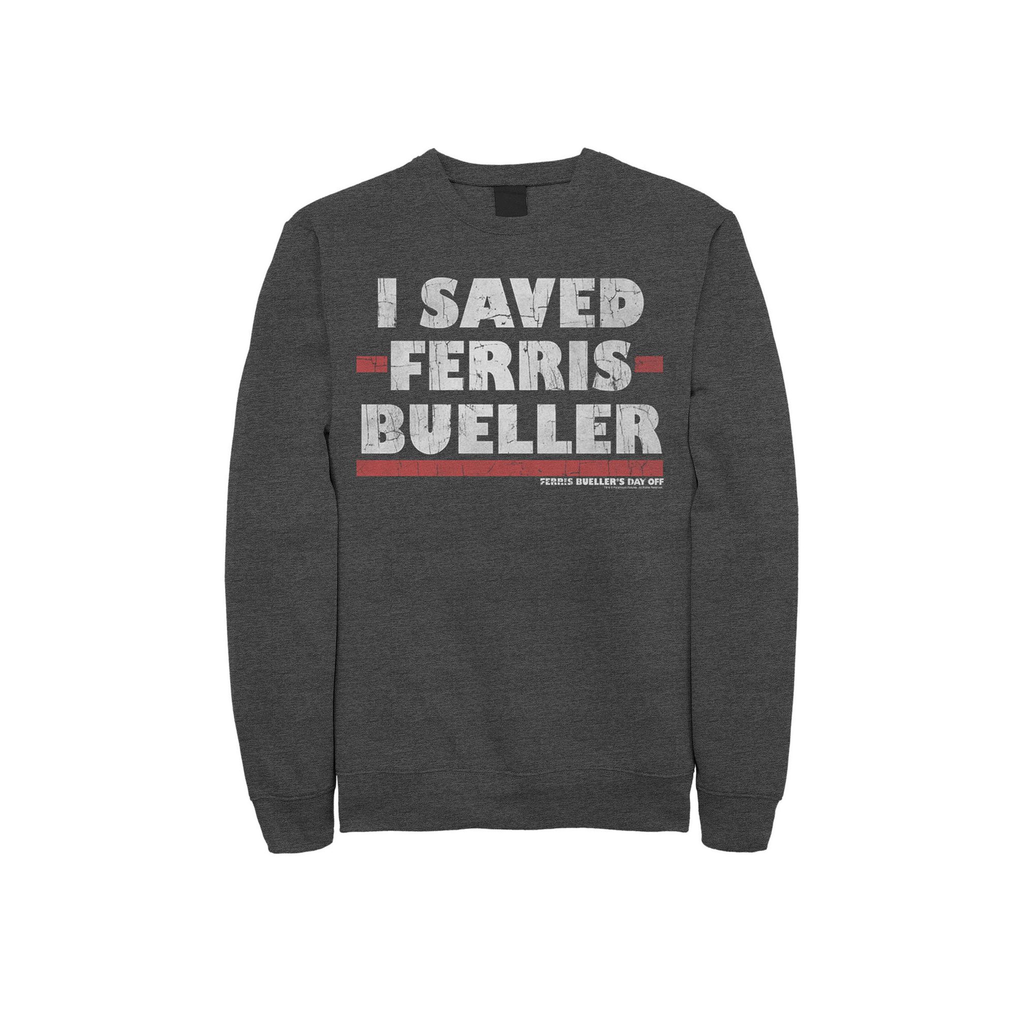 Mens I Saved Ferris Bueller Sweatshirt, Size: Medium, Grey Heather