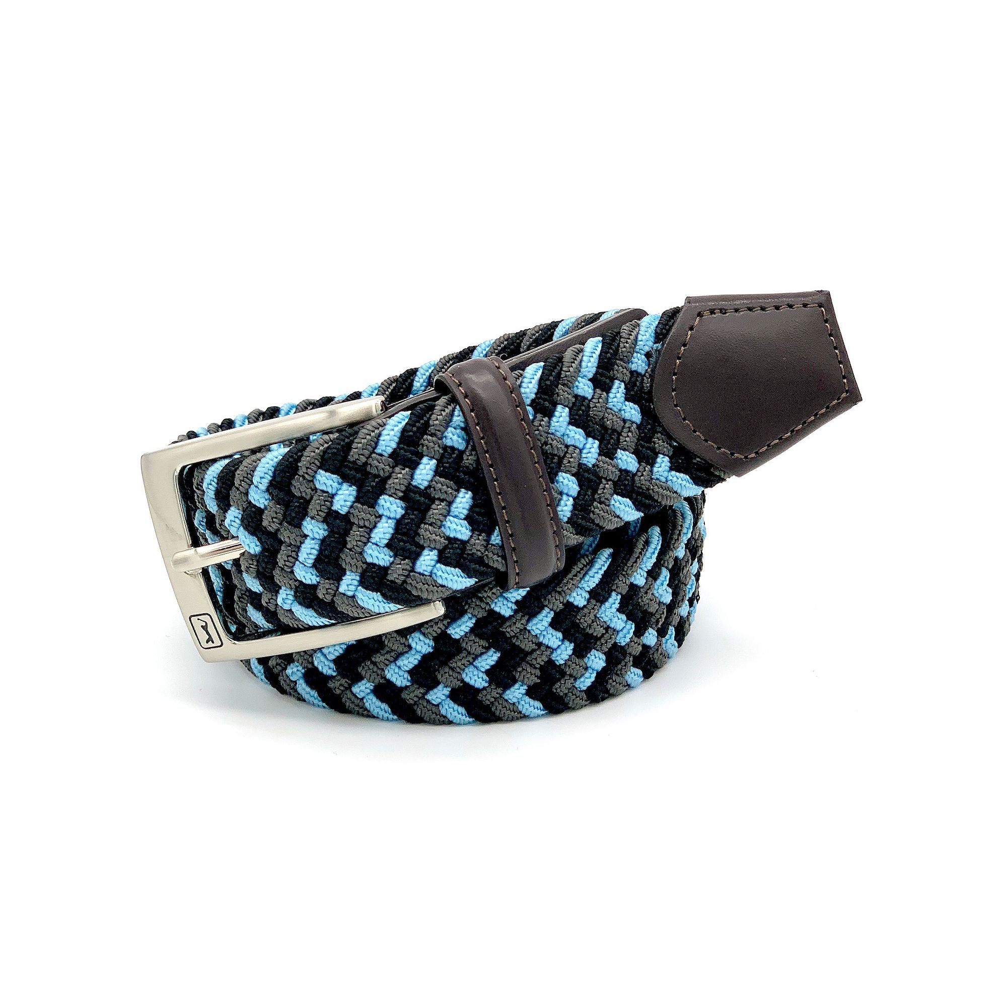 Mens PGA Tour Mixed-Color Fabric Stretch Golf Belt, Size: Small, Blue Team