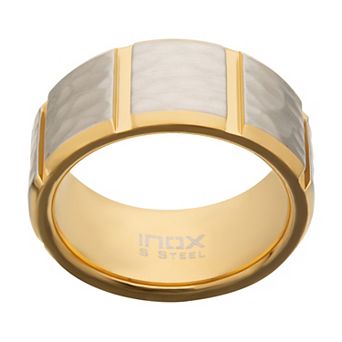 DANTE Men's Gold Ion-Plated Hammered Finish Ring