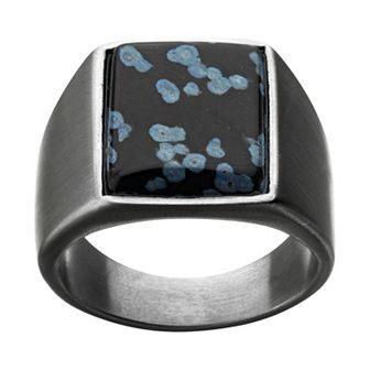 Men's DANTE Stainless Steel Snow Flake Matte Finished Signet Ring