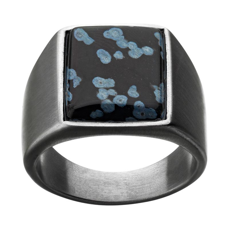 Mens Stainless Steel Snow Flake Matte Finished Signet Ring, Size: 11, Silv