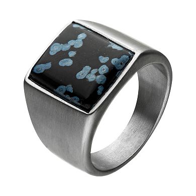 Men's DANTE Stainless Steel Snow Flake Matte Finished Signet Ring