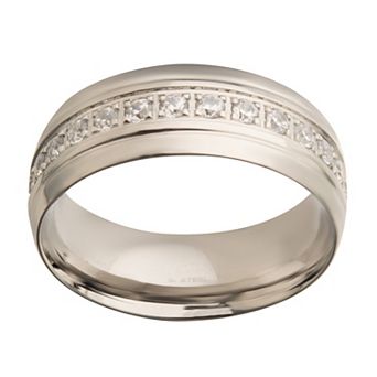 Men's DANTE Stainless Steel Clear CZ Band Ring