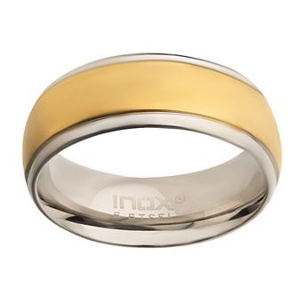 Men's Steel & Gold IP Patterned Design Ring