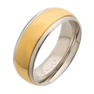 Men's Steel & Gold IP Patterned Design Ring