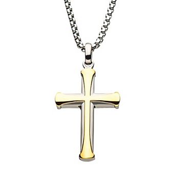DANTE Men's Gold Ion Plated Apostle Cross Pendant Necklace