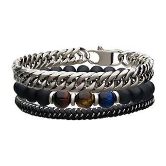 DANTE Men's 8" Trio Black Stackable Bracelet