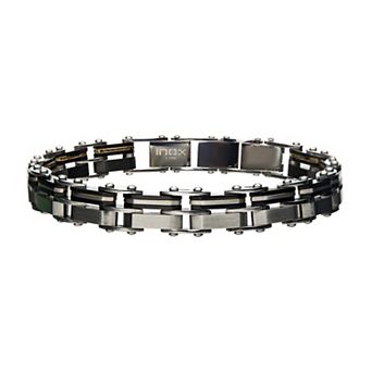 Men's Stainless Steel Gold & Black Ion Plated Reversible Bracelet