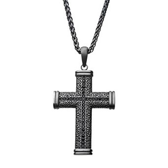 DANTE Men's Stainless Steel Black Cubic Zirconia Pendant Necklace