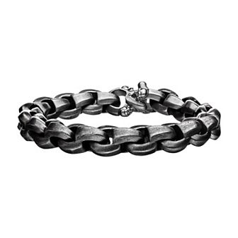 DANTE Men's Stainless Steel Gun Metal Skull Bracelet