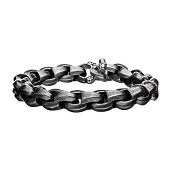 DANTE Men's Stainless Steel Gun Metal Skull Bracelet
