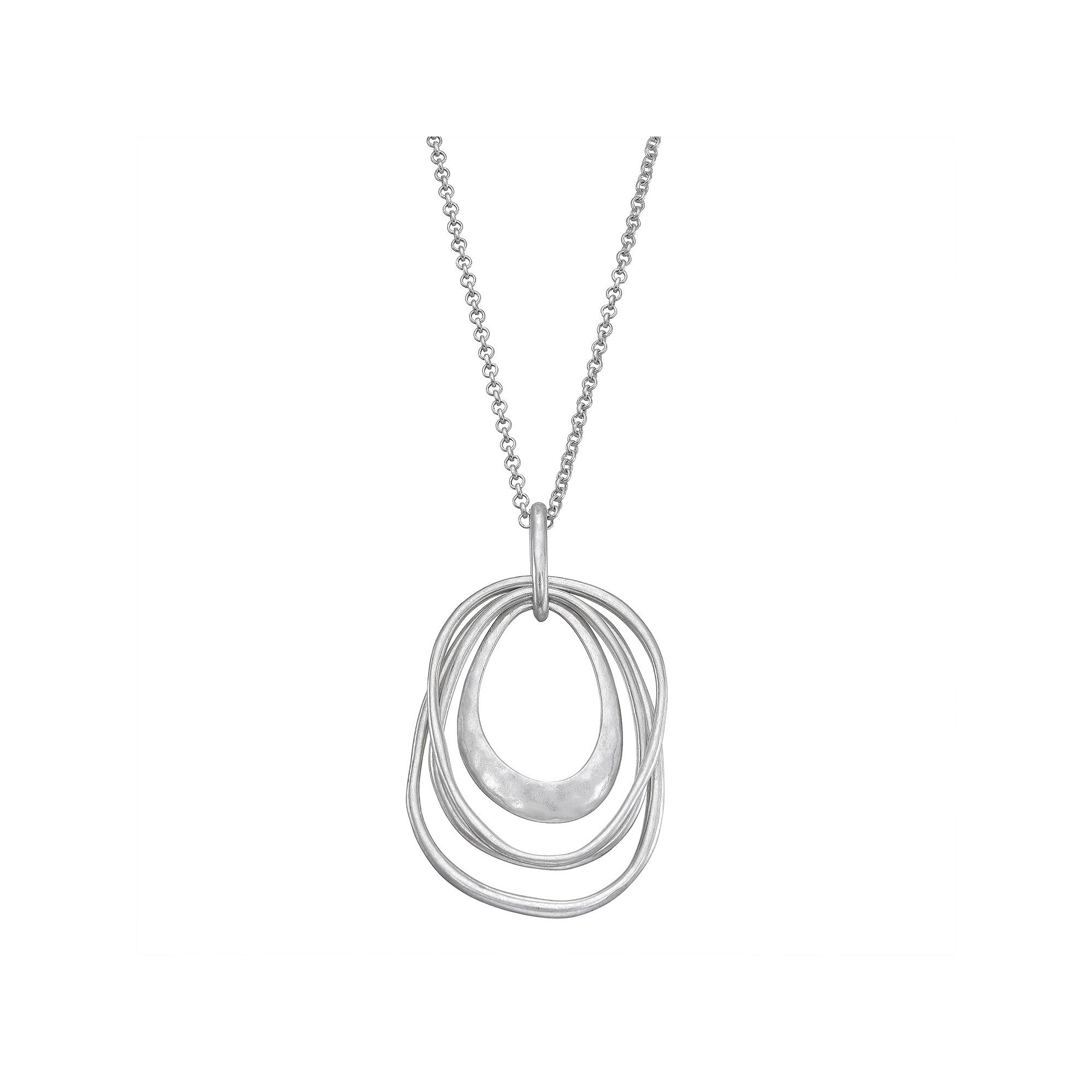 Bella Uno Worn Silver Multi Teardrop Necklace, Womens, Silver Tone