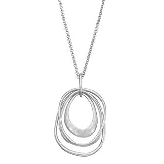 Bella Uno Worn Silver Multi Teardrop Necklace