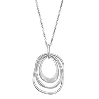 Bella Uno Worn Silver Multi Teardrop Necklace