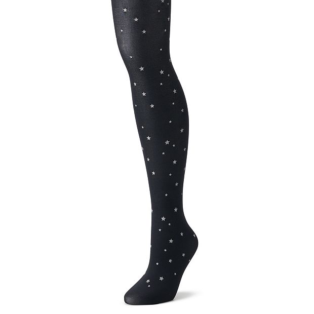 Women's LC Lauren Conrad Metallic Star Opaque Tights