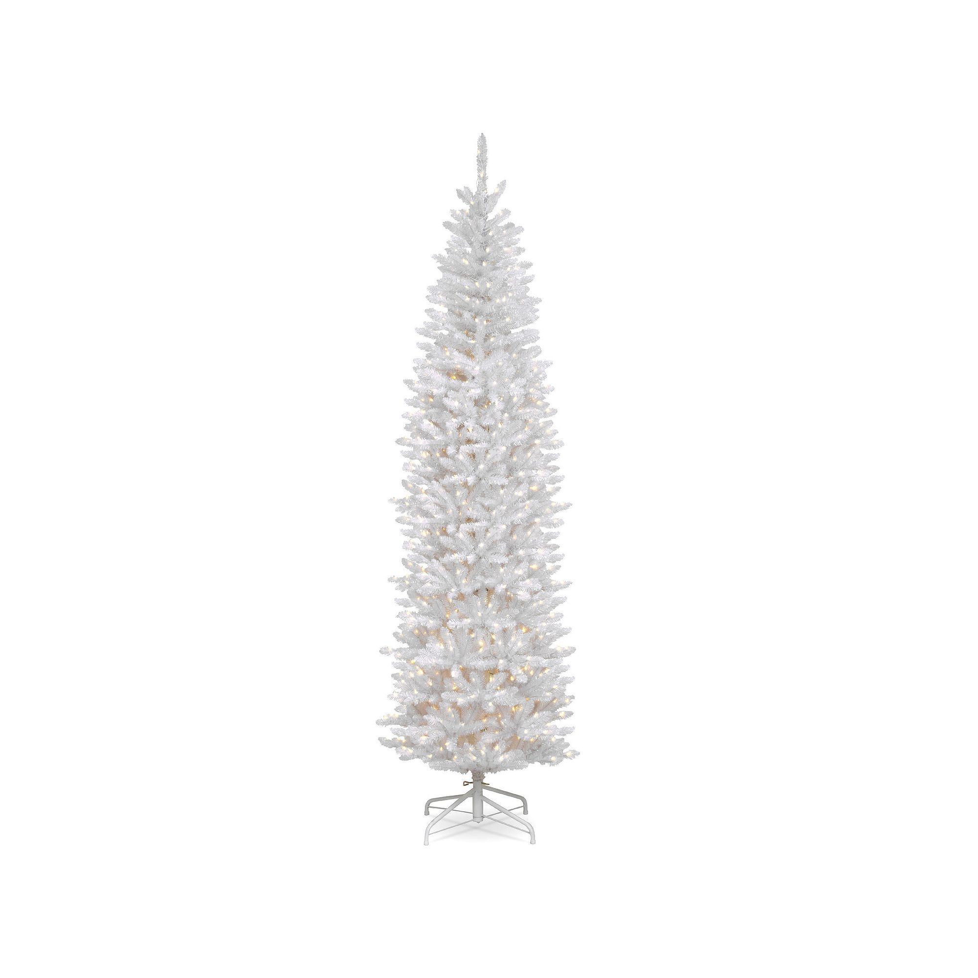 National Tree Company 9 ft. Kingswood White Fir Pencil Tree with Clear Ligh