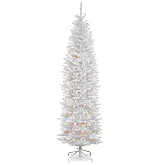 National Tree Company 9 ft. Kingswood White Fir Pencil Tree with Clear Lights