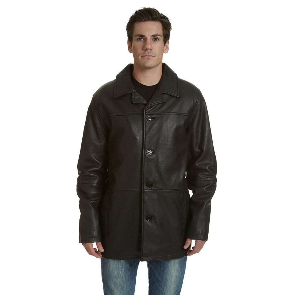 Excelled Leather Mens Big and Tall Four-Button Lambskin Leather Car Coat Leather Jacket