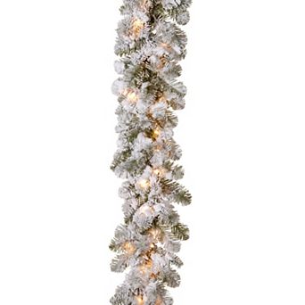 National Tree Company 9 ft. Snowy Camden Artificial Spruce Pre-Lit Indoor / Outdoor Garland