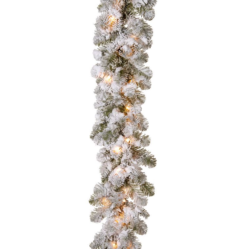 National Tree Company Pre-Lit Feel Real Artificial Christmas Garland  Green  Camden  White Lights  Decorated With Pine Cones  Berry Clusters  Plug In  Christmas Collection  9 Feet
