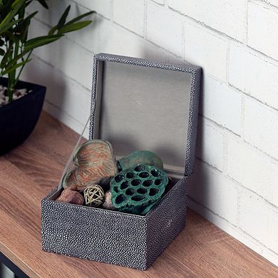 Scott Living Oasis Silver Stone Leather Decorative Box