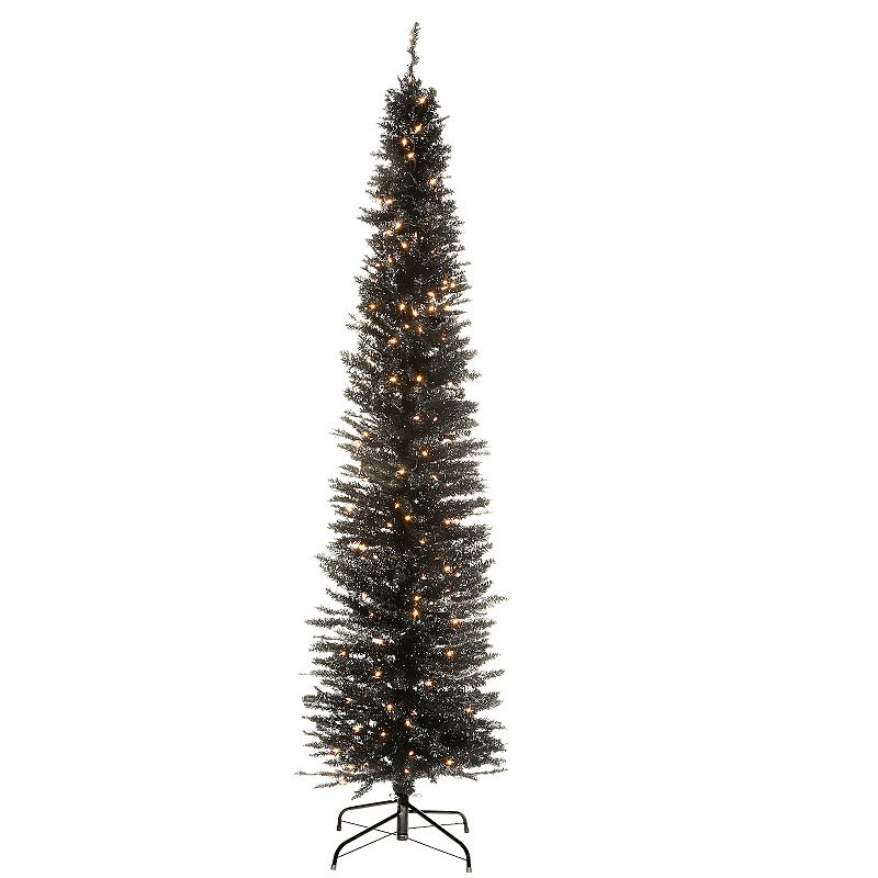 National Tree Company 7-ft. Pre-Lit Black Tinsel Artificial Christmas Tree