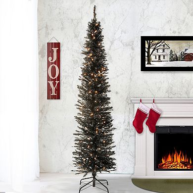 National Tree Company 7-ft. Pre-Lit Black Tinsel Artificial Christmas Tree