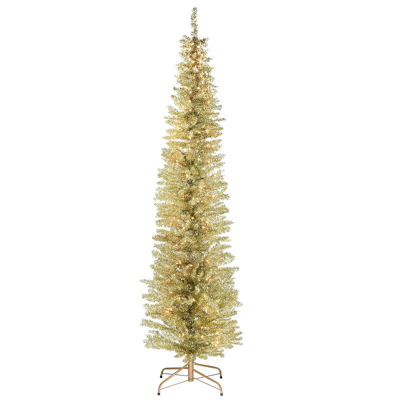 National Tree Company 7-ft. Pre-Lit Champagne Tinsel Tree, Beig/Green
