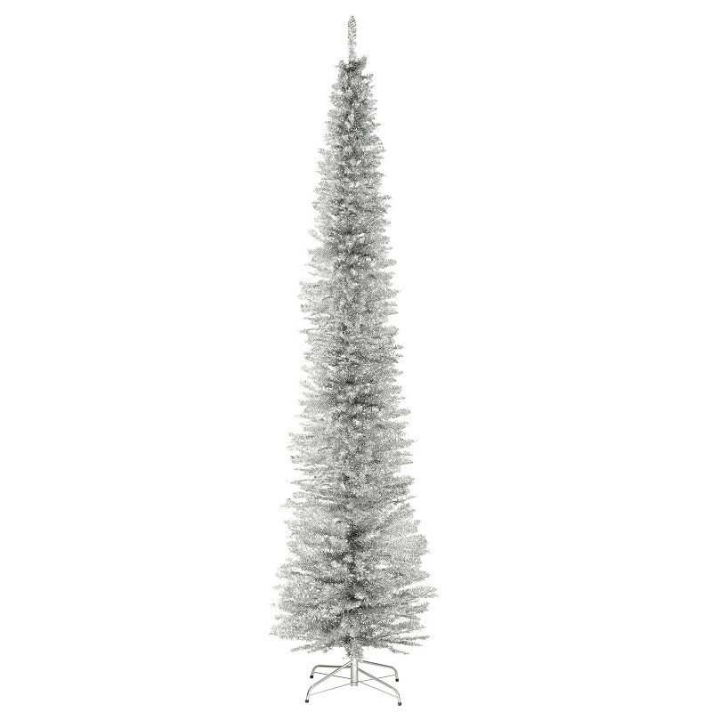 National Tree Company 9-ft. Silver Tinsel Tree, Grey