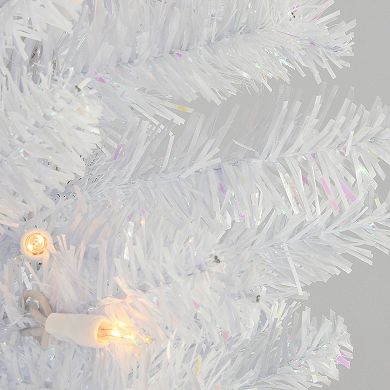 National Tree Company 7-ft. Pre-Lit White Iridescent Tinsel Tree
