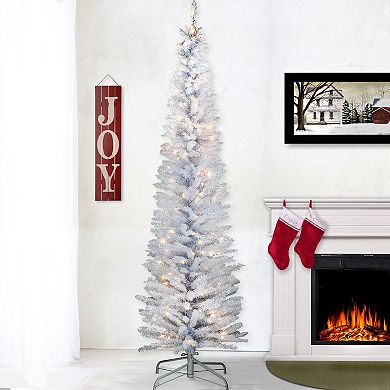 National Tree Company 7-ft. Pre-Lit White Iridescent Tinsel Tree