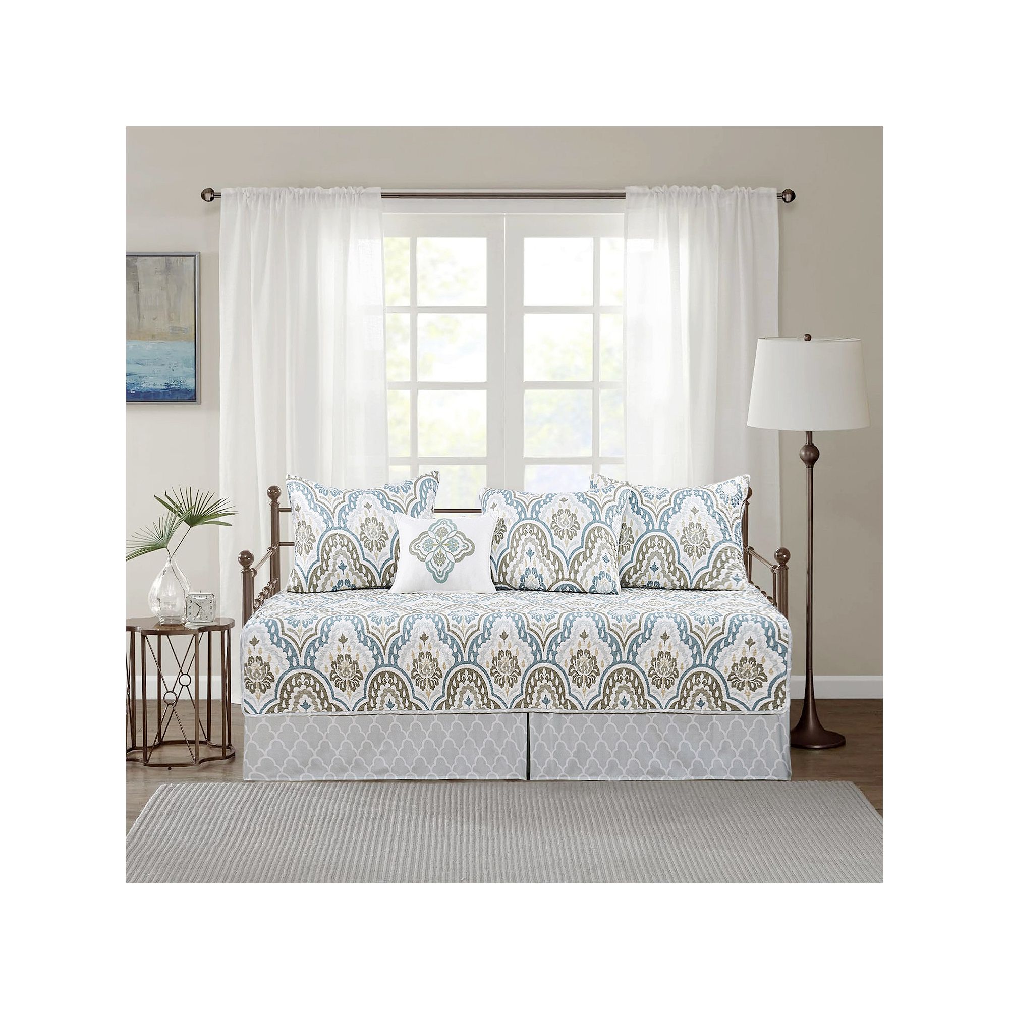 Serenta Tivoli IKAT 6-Piece Quilted Daybed, Green