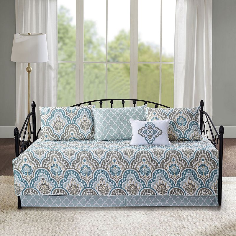 Serenta Tivoli IKAT 6-Piece Quilted Daybed, Green, DAYBED REG
