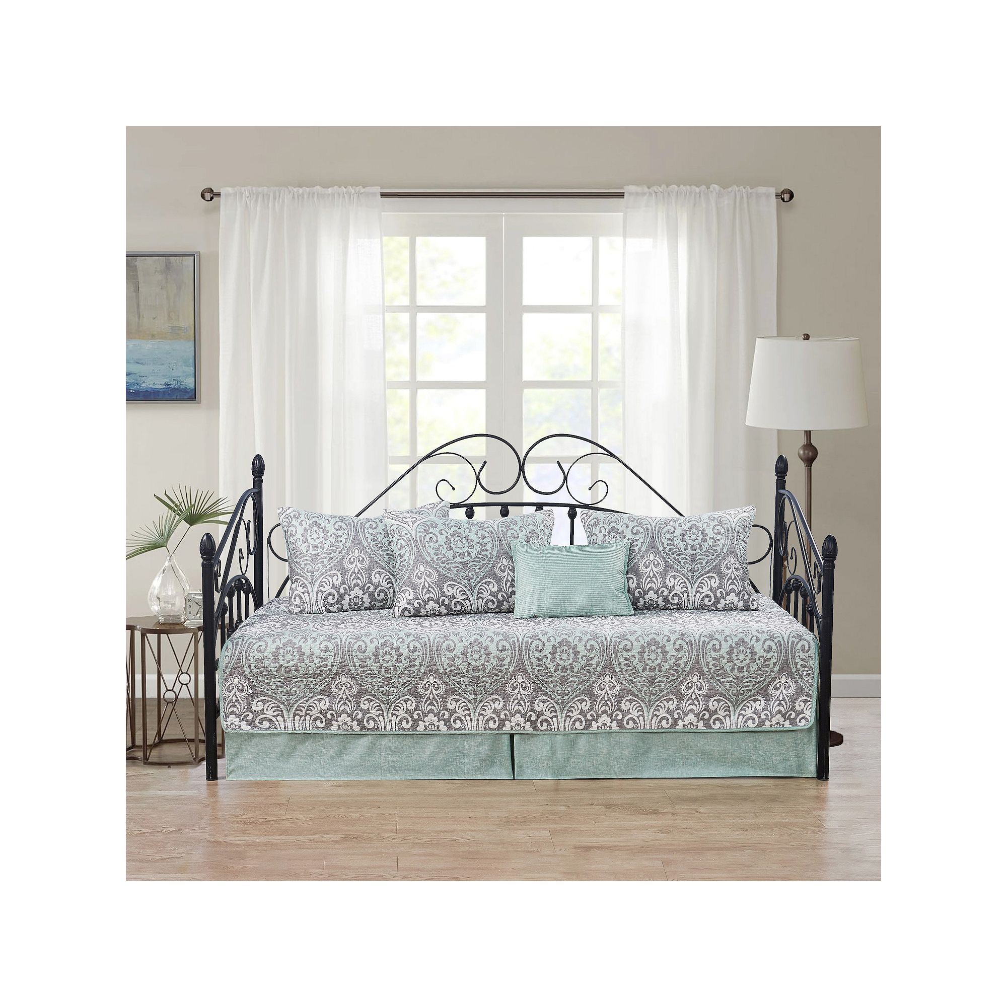 Kingston Damask 6-Piece Quilted Daybed, Blue