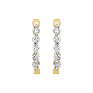 Made For You 10k Gold 1/4 Carat T.W. GSI Certified Lab-Grown Diamond Hoop Earrings